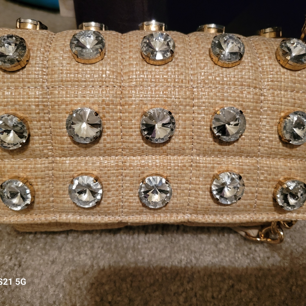 Crystal Embellished Tan Bag